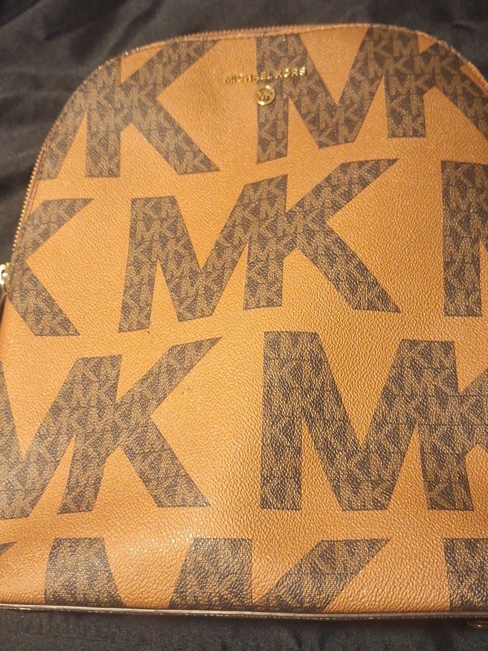 Michael Kors Brown MK Logo Backpack with Gold Accents - Picture 13 of 13